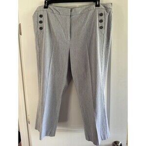 Counterparts Cropped Pants Women’s Size 18 Blue/White‎ Vertical Striped